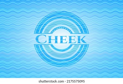 Cheek light blue water wave style emblem. Vector Illustration. Detailed. 