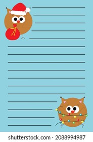 Cheek list planner with cute cartoon Christmas Owl