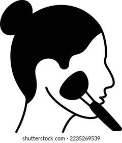 Cheek Makeup with Applicator Brush concept,  bronzer and blush vector icon design, beauty and personal care symbol, cosmetic dermatology sign, body aesthetics stock illustration 