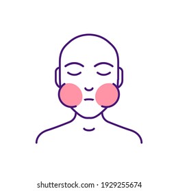 Cheek swelling RGB color icon. Facial infection and tooth abscess. Stomatitis. Viral salivary glands infection in neck. Inflamed and sore mouth. Facial injury. Isolated vector illustration