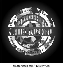 Cheekbone grey camo emblem. Vector Illustration.