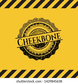 Cheekbone inside warning sign, black grunge emblem. Vector Illustration. Detailed.