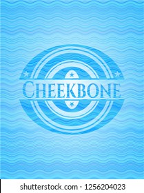 Cheekbone light blue water wave badge background.