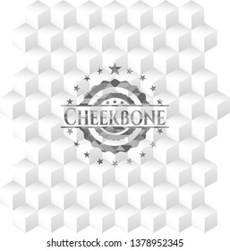 Cheekbone realistic grey emblem with cube white background