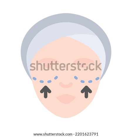 Cheekbone surgery flat design.  Cosmetic surgery on face with dotted lines. For plastic surgery clinic, medical and beauty publications. Vector Illustration.