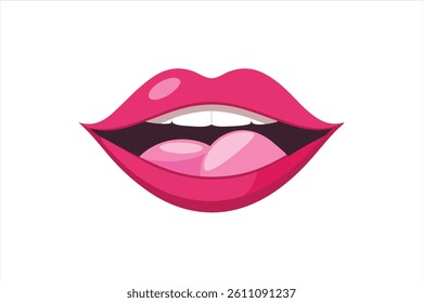Cheeky dark pink lips with tongue sticking out, isolated on transparent background. Perfect for pop art, social media, stickers, and trendy digital designs.
