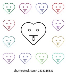 Cheeky emoji multi color style icon. Simple thin line, outline vector of heart emotions icons for ui and ux, website or mobile application