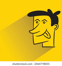 cheeky face avatar with shadow on yellow background