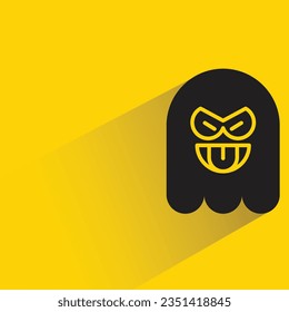 cheeky face ghost emoji with shadow on yellow background