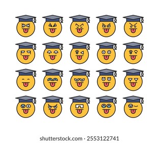 cheeky face student emoji set