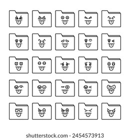 cheeky folder emoticons set vector illustration