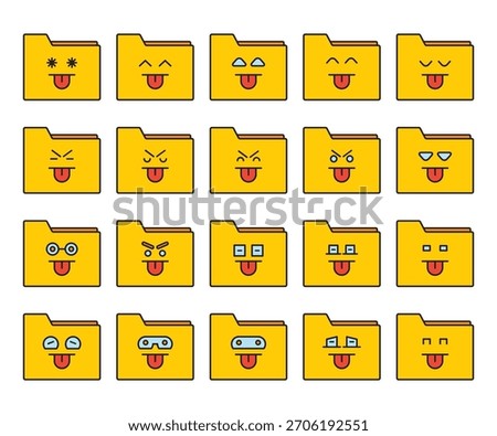 cheeky and funny folder emoticon set