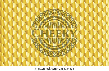 Cheeky gold emblem. Scales pattern. Vector Illustration. Detailed.