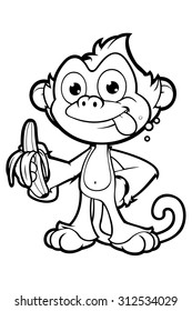 Cheeky Monkey Character In Black And White
