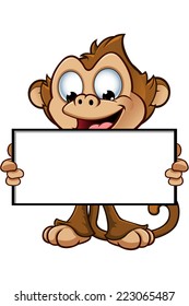 Cheeky Monkey Character - Holding Blank Board