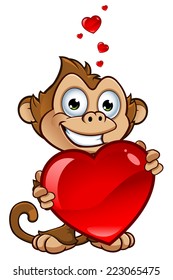 Cheeky Monkey Character Holding Love Heart Stock Vector (Royalty Free ...