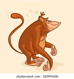Cheeky orangutan monkey character. Vector mascot