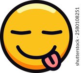 Cheeky smiley face emoji with sticking out tongue.