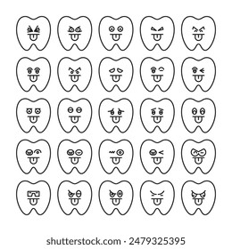 emoticones de dientes descarados establecen Ilustración vectorial