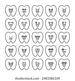 emoticones de dientes descarados establecen Ilustración vectorial