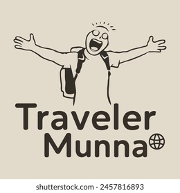 Cheeky Traveler - Cartoon Vlogger Logo Vector Illustration