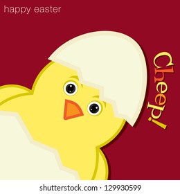 Cheep! Chick Happy Easter Card in vector format.