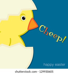 Cheep! Chick Happy Easter Card in vector format.