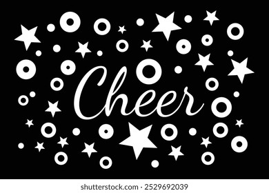 Cheer Art in White is a cheerleading design that is great for shirts, promotional items and advertising. The cheerleader art includes Cheer text and fun, exciting graphics.