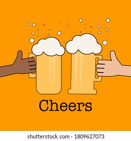 Cheer beer diversity hands vector 