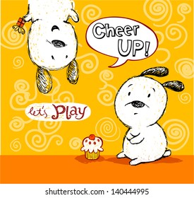 Cheer up card, to friend. Vector illustration.