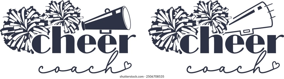 Cheer Coach, Cheer Pom Poms, Cheerleading, Megaphone Vector Files