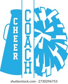  Diseño de tipografía Cheer Coach con megáfono y Ilustración vectorial pom pom
