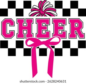 Cheer Coquette Bow design for t-shirt, a vibrant and stylish vector illustration perfect for your creative projects, easily editable in Illustrator.