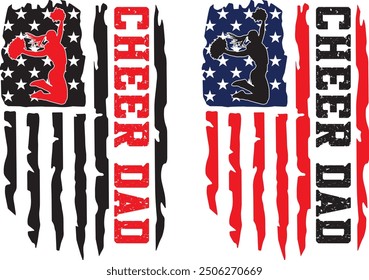 Cheer Dad US Flag, Cheerleader, Cheerleading Vector Files