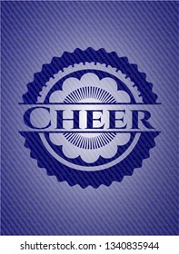 Cheer emblem with denim texture