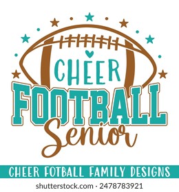 Cheer football player senior love, football player family designs