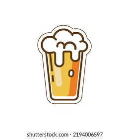 Hola, amigo. Vidrio de la cerveza aislado ilustración vectorial, diseño mínimo. Icono de cerveza de lager sobre fondo blanco. Beba cerveza con tus amigos. Es bueno para la ilustración del menú de pub. Bebida fría en un día caluroso.