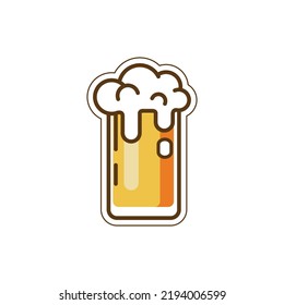 Hola, amigo. Vidrio de la cerveza aislado ilustración vectorial, diseño mínimo. Icono de cerveza de lager sobre fondo blanco. Beba cerveza con tus amigos. Es bueno para la ilustración del menú de pub. Bebida fría en un día caluroso.