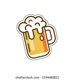 Cheer up friend. Glass of beer isolated vector illustration, minimal design. Lager beer icon on a white background. Have a beer with your friends. Great for pub menu illustrations. Cold drinks on a holiday