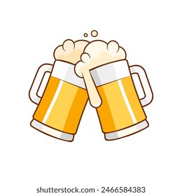 Cheer up friend. Glass of beer isolated vector illustration, minimal design. Lager beer icon on a white background. Have a beer with your friends. Great for pub menu illustrations.