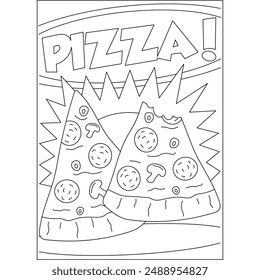 anime divertida página de libro para colorear pizza para niños o adultos libro para colorear actividad de relajación consciente