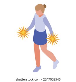 Cheer girl icon isometric vector. School cheerleader. Dancer art