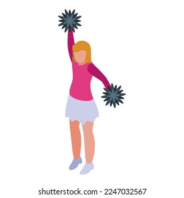 Cheer girl icon isometric vector. Dance woman. Student cute