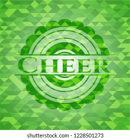Cheer green emblem. Mosaic background