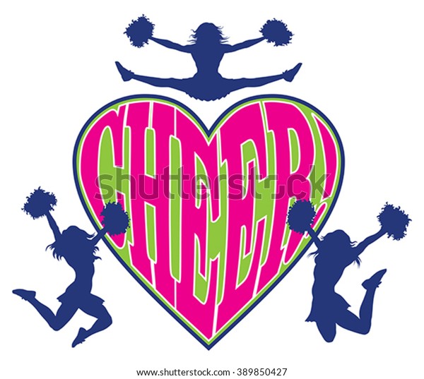 Chiar Heartは 3人のチアリーダーと チア という言葉を含むチアリーダーデザインのイラストです のベクター画像素材 ロイヤリティフリー