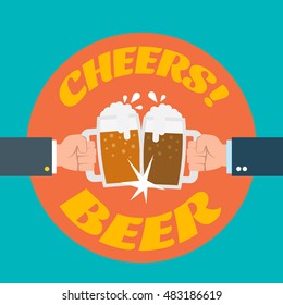cheer human hands with beer mugs