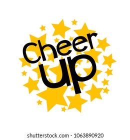 cheer up label or sign with star background