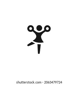 cheer leader black icon, Sports black icon isolated white background