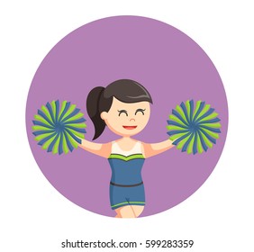cheer leader in circle background