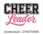 Cheer Leader Varsity Typography Vector Sports Team Cheerleading Quote Isolated on White Background